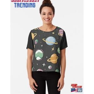 Seamless Minimalist Space Colorful Pattern Chiffon Top Tshirt Classic